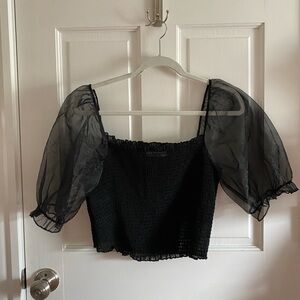 VILA ASOS going out mesh sleeves fitted top